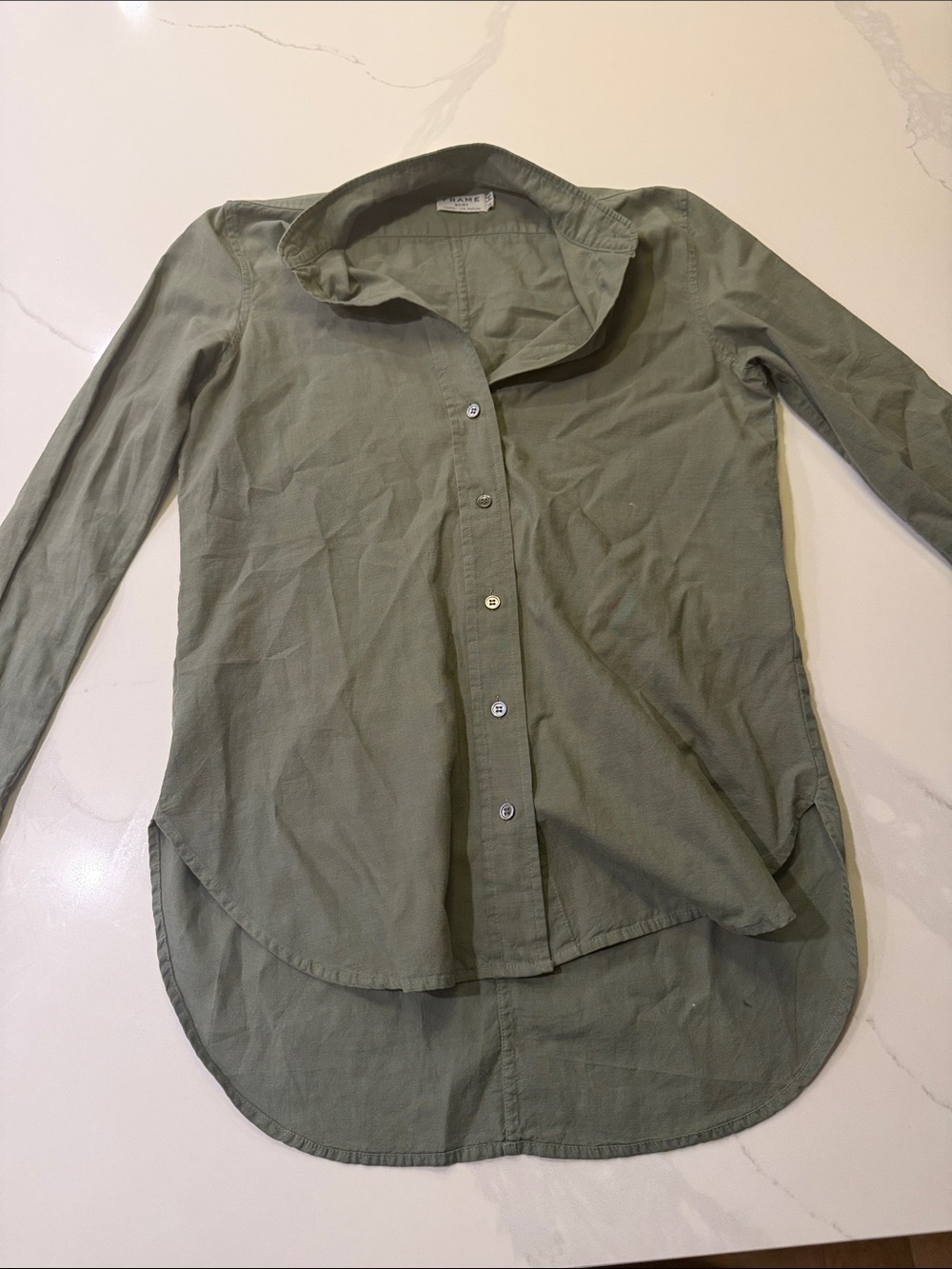 Green Long-Sleeve Button-Down Shirt